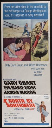 3t213 NORTH BY NORTHWEST insert R66 Cary Grant, Eva Marie Saint, Alfred Hitchcock classic!