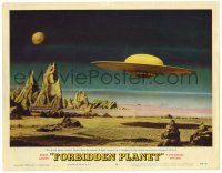 3t329 FORBIDDEN PLANET LC #8 '56 classic special effects image of spaceship hovering over Altair-4!
