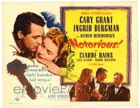 3t347 NOTORIOUS TC R54 Cary Grant, Ingrid Bergman, Claude Rains, Alfred Hitchcock classic!