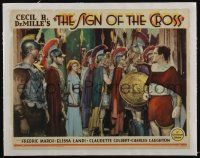 3t360 SIGN OF THE CROSS linen LC '32 Cecil B. DeMille, Fredric March looks at Elissa Landi w/guards!