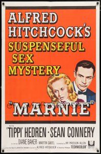 3t172 MARNIE 1sh '64 Sean Connery & Tippi Hedren in Hitchcock's suspenseful sex mystery!