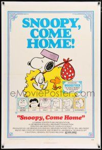 3t614 SNOOPY COME HOME 1sh '72 Peanuts, Charlie Brown, great Schulz art of Snoopy & Woodstock!