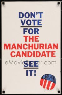 3t080 MANCHURIAN CANDIDATE 14x22 special '62 John Frankenheimer, don't vote for it, see it!