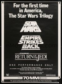 3t001 STAR WARS TRILOGY 1sh '85 one-time PBS benefit showing at San Francisco's Coronet Theatre!