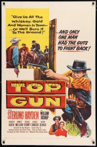 3t620 TOP GUN 1sh '55 only cowboy Sterling Hayden had the guts to fight back!