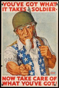 3t090 YOU'VE GOT WHAT IT TAKES SOLDIER 24x36 WWII war poster '43 art of Uncle Sam by Ernest Baker!