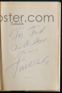3t043 TALLULAH signed hardcover book '52 by Tallulah Bankhead, her illustrated autobiography!
