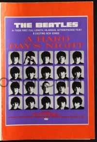 3t069 HARD DAY'S NIGHT English pressbook '64 The Beatles in their first film, rock & roll classic!