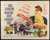 3w025 ACTION OF THE TIGER style B 1/2sh '57 Van Johnson & Martine Carol try to escape conspiracy!