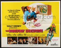 3w076 BAREFOOT EXECUTIVE 1/2sh '71 Disney, art of Kurt Russell & wacky chimp gone bananas!
