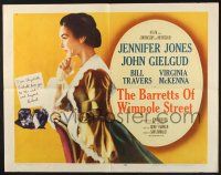 3w078 BARRETTS OF WIMPOLE STREET style A 1/2sh '57 Jennifer Jones as Elizabeth Browning!