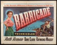 3w079 BARRICADE 1/2sh '50 Jack London, Ruth Roman is a treasure to fight for!
