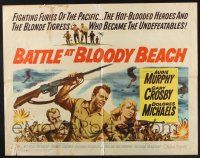 3w081 BATTLE AT BLOODY BEACH 1/2sh '61 Audie Murphy blazing and blasting the Pacific wide open!