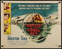 3w083 BATTLE OF THE CORAL SEA style B 1/2sh '59 Robertson, most decisive battle in naval history!