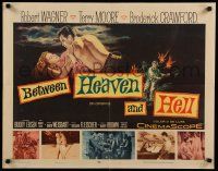 3w100 BETWEEN HEAVEN & HELL 1/2sh '56 barechested Robert Wagner with sexy Terry Moore on ground!