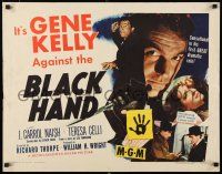 3w105 BLACK HAND style A 1/2sh '50 cool artwork of Gene Kelly, one man against the Black Hand!