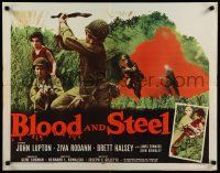 3w108 BLOOD & STEEL 1/2sh '59 4 fighting men & a girl trapped in 1,000 miles of green hell!