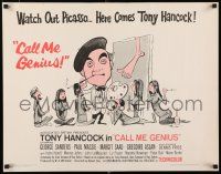 3w115 CALL ME GENIUS 1/2sh '61 cool cartoon art of wacky artist Tony Hancock!