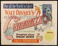3w124 CINDERELLA style B 1/2sh '50 Walt Disney classic romantic musical fantasy cartoon!
