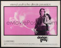 3w140 DORIAN GRAY 1/2sh '71 cool image of Helmut Berger holding a chain next to sexy woman!