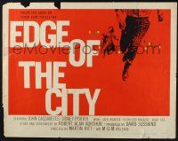 3w142 EDGE OF THE CITY 1/2sh '57 John Cassavetes, Sidney Poitier, cool art by Saul Bass!