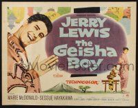 3w169 GEISHA BOY style B 1/2sh '58 screwy Jerry Lewis visits Japan, cool paper lantern art!