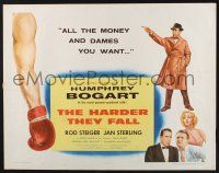 3w190 HARDER THEY FALL style B 1/2sh '56 Humphrey Bogart, Rod Steiger, cool boxing artwork!
