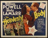 3w193 HEAVENLY BODY style B 1/2sh '44 William Powell, it's heaven to be in love w/sexy Hedy Lamarr!