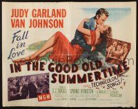 3w214 IN THE GOOD OLD SUMMERTIME style A 1/2sh '49 romantic artwork of Judy Garland & Van Johnson!