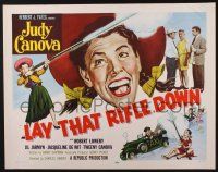 3w240 LAY THAT RIFLE DOWN 1/2sh '55 great wacky artwork of Judy Canova firing big gun!