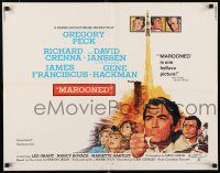 3w260 MAROONED 1/2sh '69 Gregory Peck & Gene Hackman, great Terpning cast & rocket art!