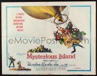 3w281 MYSTERIOUS ISLAND 1/2sh '61 Ray Harryhausen, Jules Verne sci-fi, cool hot-air balloon art!