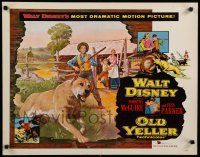 3w291 OLD YELLER 1/2sh '57 Dorothy McGuire, Fess Parker, art of Walt Disney's most classic canine!