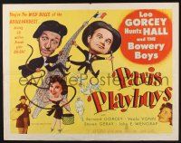3w298 PARIS PLAYBOYS 1/2sh '54 great wacky image of Bowery Boys Leo Gorcey & Huntz Hall!
