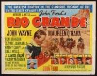3w315 RIO GRANDE style B 1/2sh '50 artwork of John Wayne & Maureen O'Hara, directed by John Ford!