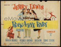 3w316 ROCK-A-BYE BABY style A 1/2sh '58 Jerry Lewis with Marilyn Maxwell, Stevens, and triplets!