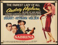3w320 SABRINA 1/2sh R65 Audrey Hepburn, Humphrey Bogart, William Holden, Billy Wilder