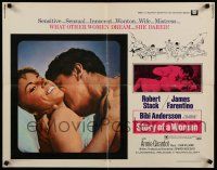 3w353 STORY OF A WOMAN 1/2sh '69 great romantic close up of sexy Bibi Andersson & Robert Stack!