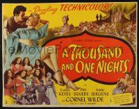 3w376 THOUSAND & ONE NIGHTS 1/2sh '45 Evelyn Keyes, Cornel Wilde, Rex Ingram as the Genie!