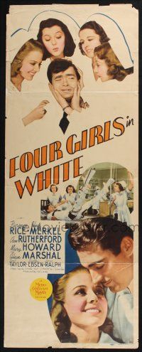 3w431 4 GIRLS IN WHITE insert '39 Florence Rice, Una Merkel, pretty nurses who hold your hand!