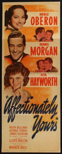 3w437 AFFECTIONATELY YOURS insert '41 Rita Hayworth, Merle Oberon, Dennis Morgan & Ralph Bellamy!