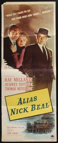 3w441 ALIAS NICK BEAL insert '49 sexy Audrey Totter between Ray Milland & Thomas Mitchell