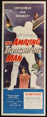 3w444 AMAZING TRANSPARENT MAN insert '59 Edgar Ulmer, cool fx art of the invisible & deadly convict!