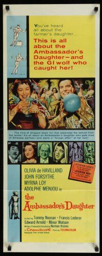 3w445 AMBASSADOR'S DAUGHTER insert '56 Olivia de Havilland, the most scandalous foreign affair!