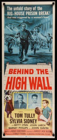 3w458 BEHIND THE HIGH WALL insert '56 Tully, smoking Sylvia Sidney, big house prison break art!
