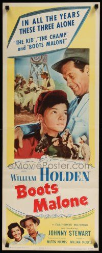 3w474 BOOTS MALONE insert '51 close up of William Holden with young horse jockey Johnny Stewart!