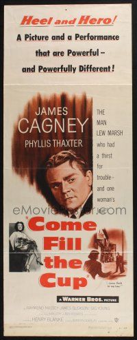 3w496 COME FILL THE CUP insert '51 alcoholic James Cagney, a thirst for trouble & a woman's love!