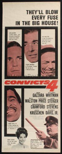 3w498 CONVICTS 4 insert '62 Sammy Davis Jr, Vincent Price, Ben Gazzara, Stuart Whitman!