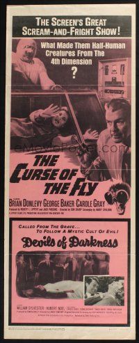 3w502 CURSE OF THE FLY/DEVILS OF DARKNESS insert '65 great scream-and-fright double-bill!