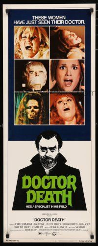 3w511 DOCTOR DEATH insert '73 John Considine, Barry Coe, Cheryl Miller, sexy horror!
